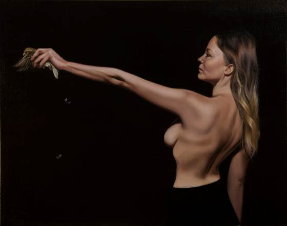 Opis: Psychopomp, oil on linen, 56.5x71cm